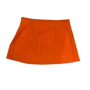 Zara Vibrant Orange A Line Side Zip Mini Skirt Large